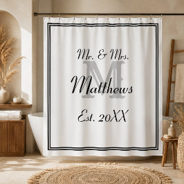 Elegant Mr. und Mrs. Monogram Duschvorhang
