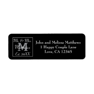 Elegant Mr. und Mrs. Monogram Wedding Black