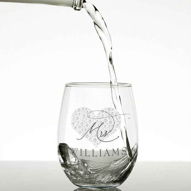 Elegant Mr. und Mrs. Personalisiert Weinglas Ohne Stiel (Elegant Mr. and Mrs. Personalized Stemless Wine Glass)