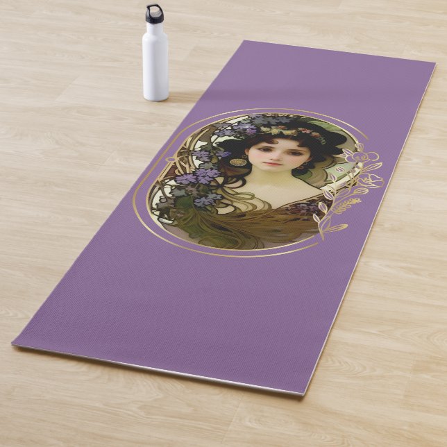 Elegant Mucha Style Porträt einer schönen Frau Yogamatte (Beispiel)