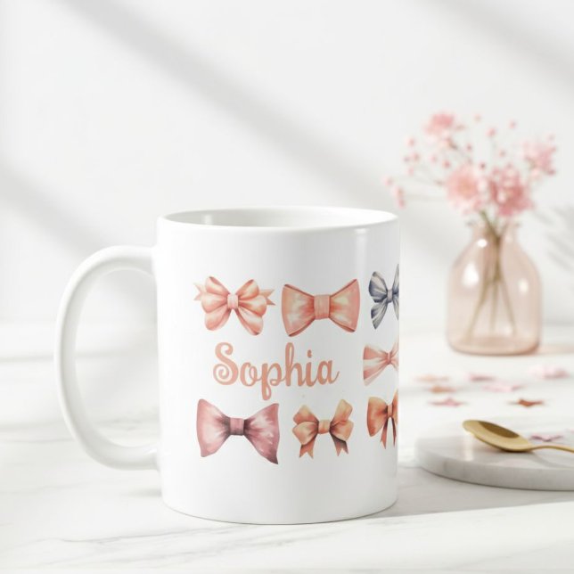 Elegant Mug with Romantic Bows - Personalized Gift Kaffeetasse (Von Creator hochgeladen)