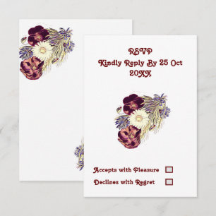 Elegant Mulberry Rustic Floral Wedding RSVP