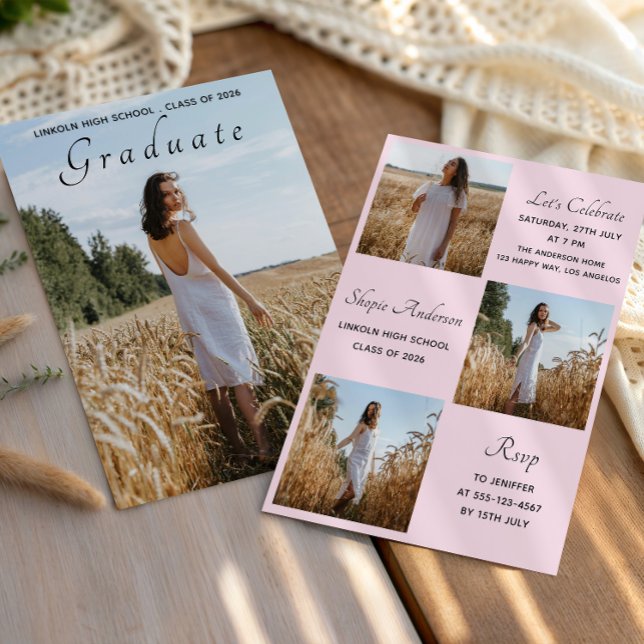 Elegant Multi Photo Graduation Party Einladung (Von Creator hochgeladen)