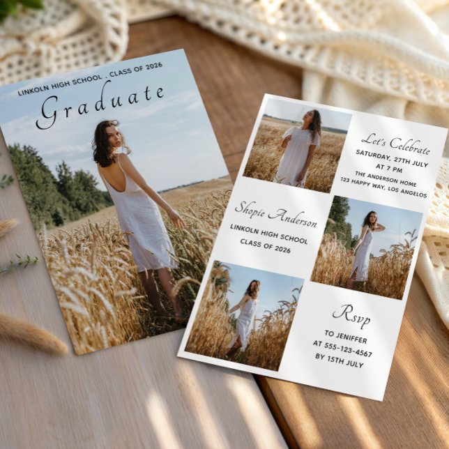 Elegant Multi Photo Graduation Party Einladung (Von Creator hochgeladen)