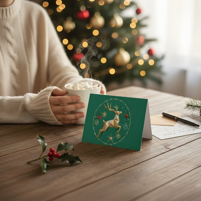 Elegant Multicolor Reindeer Christmas Greeting Car Dankeskarte (Von Creator hochgeladen)