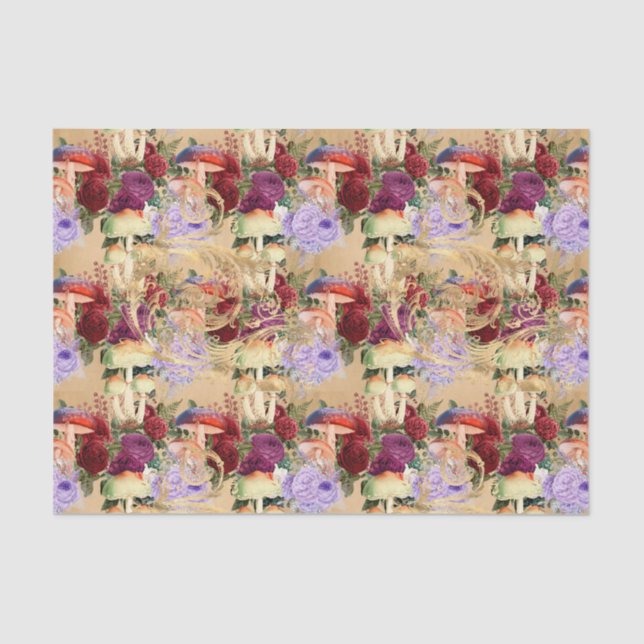 Elegant Mushroom Collage Seidenpapier (Vorderseite)