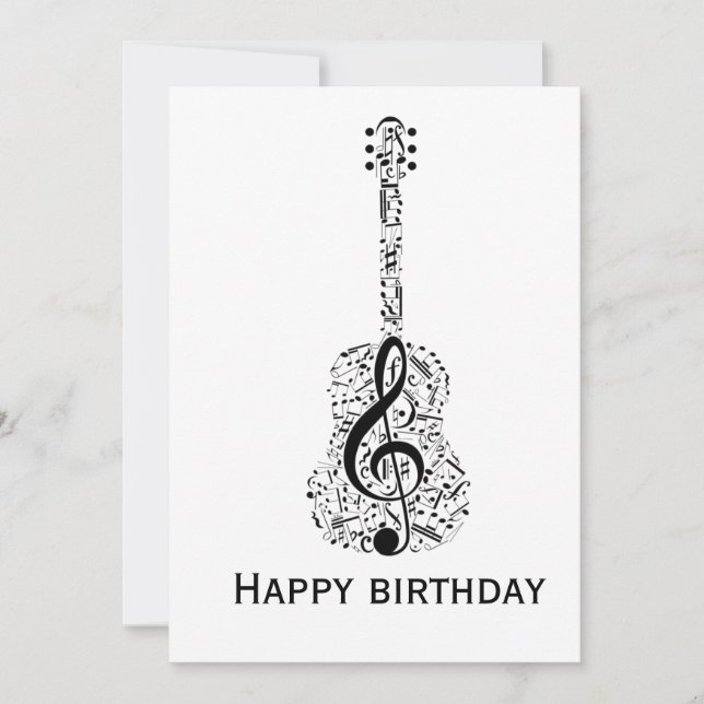 Elegant Music Note Birthday Greeting Card Einladung (Vorderseite)