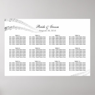 Elegant Music Notes Musical Wedding Seating Chart Poster