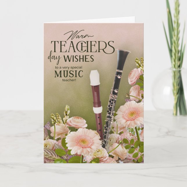 Elegant Music Teacher’s Day Floral Card Karte (Vorderseite)