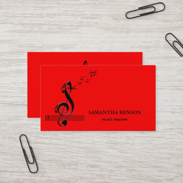 Elegant Musician Business card with Music Note Visitenkarte (Vorderseite/Rückseite Beispiel)