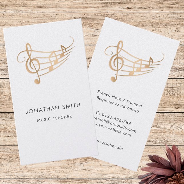 Elegant Musician Gold Music Notes Visitenkarte (Von Creator hochgeladen)