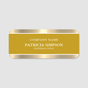 Elegant Mustard Dark Yellow & Luxury Metallic Gold Namensschild