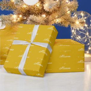 Elegant Mustard gelb benutzerdefinierte Skriptname Geschenkpapier