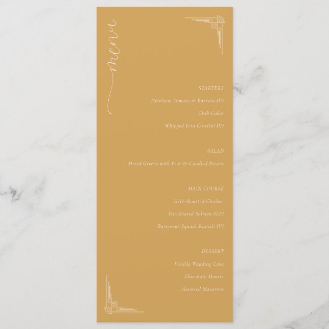 Elegant Mustard Minimalist Menu Menükarte (Vorderseite)