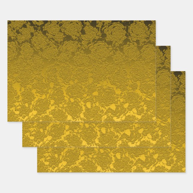 Elegant Mustard Yellow Black Modern Geschenkpapier Set (Set)