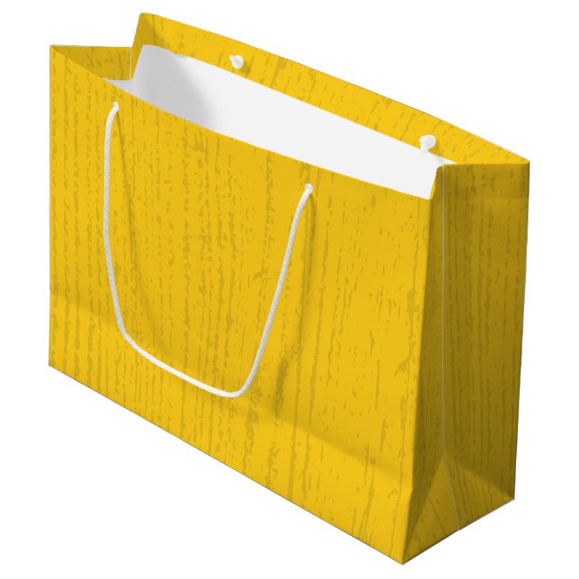 Elegant Mustard Yellow Wood Grain Große Geschenktüte (Vorderseite Schrägansicht)