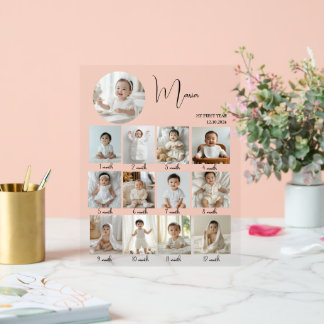 Elegant My First Year Collage Custom Photo Acrylschild