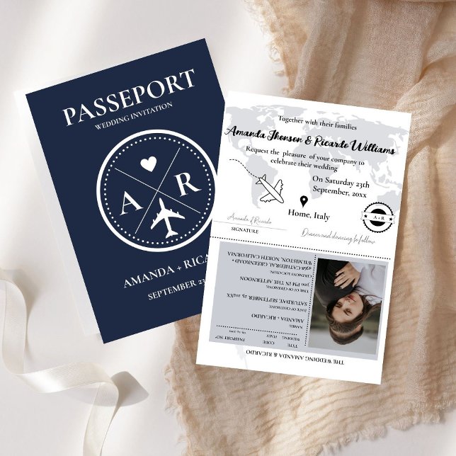 Elegant Naby BluePassport Foto Einladung Hochzeit (Von Creator hochgeladen)