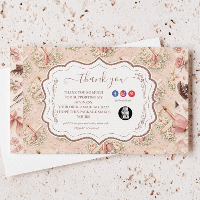 Elegant Nail Salon Floral Business Dankeskarte (Von Creator hochgeladen)