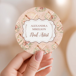 Elegant Nail Salon Floral Business Runder Aufkleber