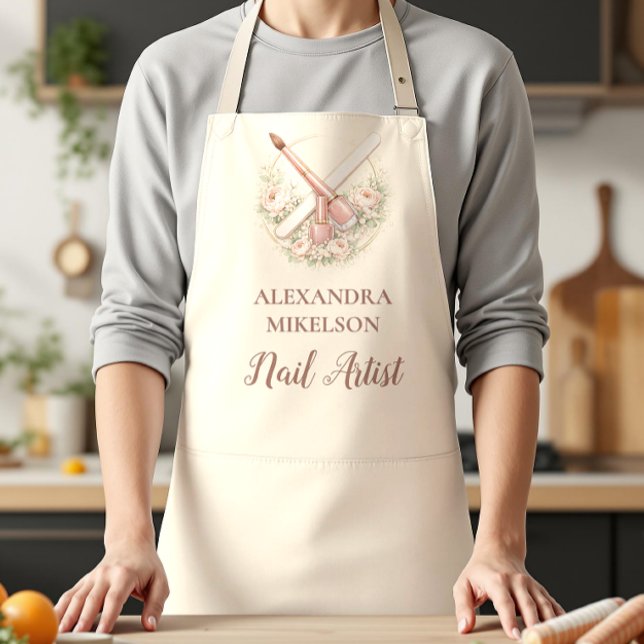 Elegant Nail Salon Floral Business Schürze (Von Creator hochgeladen)