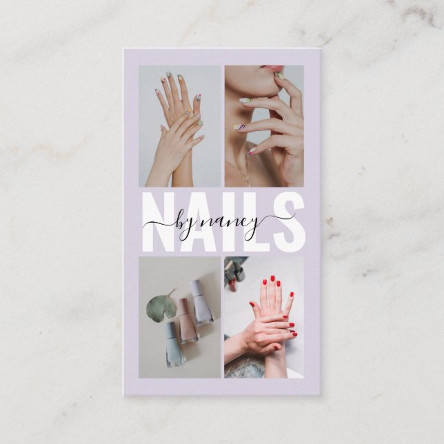 Elegant Nail Technician Photo Collage Qr Code  Visitenkarte (Vorderseite)