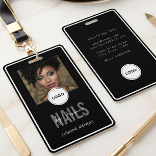 Elegant NAILS Tech Schwarz Weiß Foto-Lanyard  Ausweis