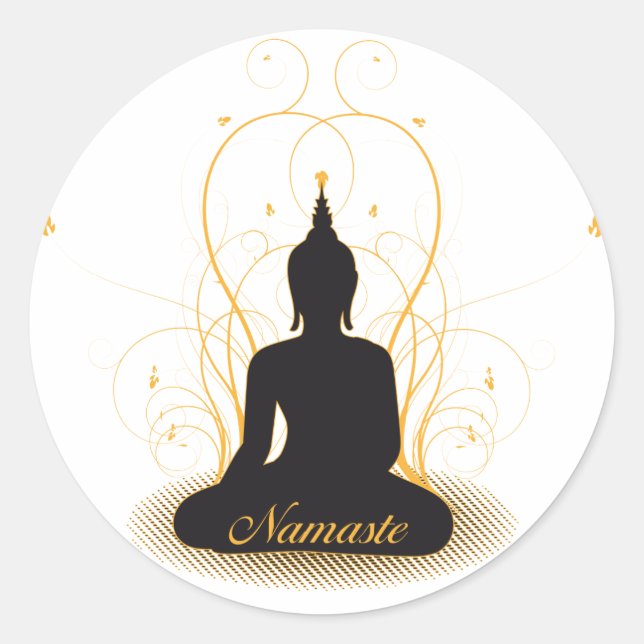Elegant Namaste Buddha Runder Aufkleber (Vorderseite)