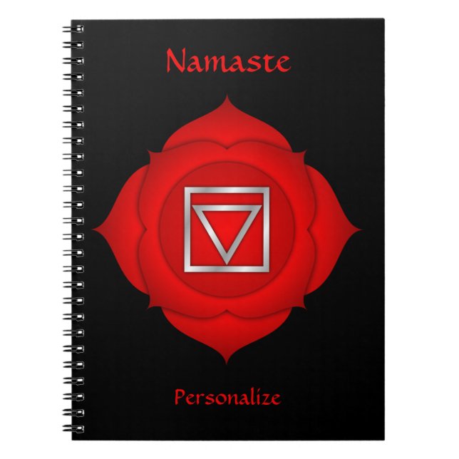 Elegant Namaste Red Root Chakra Personalize Notizblock (Vorderseite)