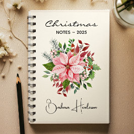 Elegant Name || Christmas Notes Pink Poinsettia Notizblock