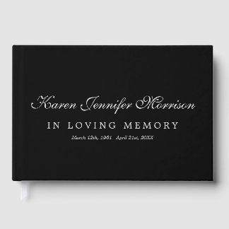 Elegant Name Gray Script Black In Loving Memory Gästebuch