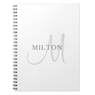 Elegant Name Monogram   White & Grey Notizblock