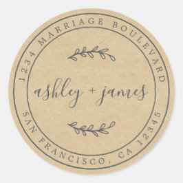 Elegant Names Kraft Paper Wedding Rücksendeadresse Runder Aufkleber