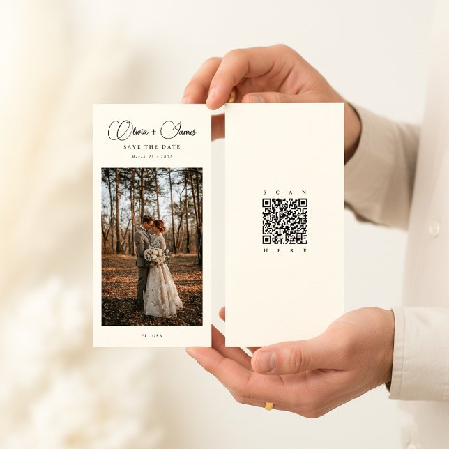 Elegant Names | Script Bookmark QR Code Save The Date (Von Creator hochgeladen)