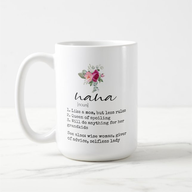 Elegant Nana Definition Floral 15oz Tasse (Links)