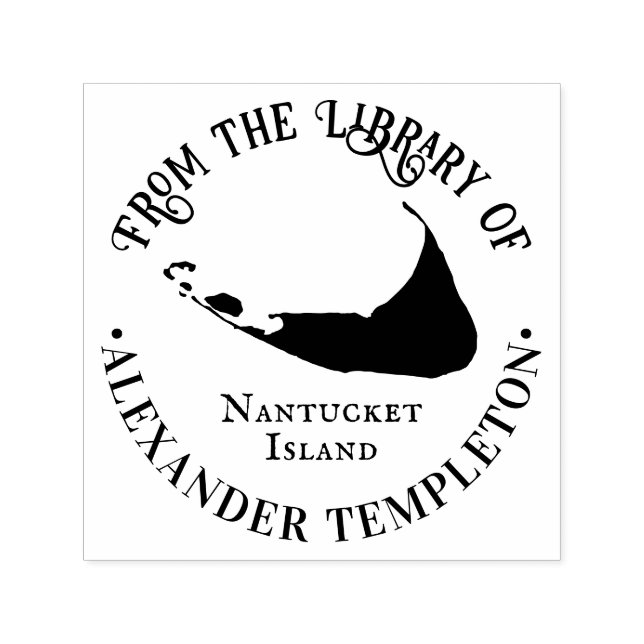 Elegant Nantucket Island Map OL Library Name Permastempel (Design)