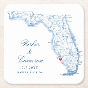 Elegant Naples Florida Map Wedding Rechteckiger Pappuntersetzer