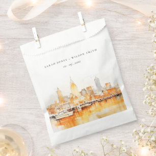 Elegant Nashville City Skyline Watercolor Wedding Geschenktütchen