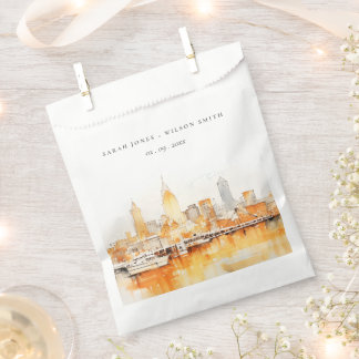Elegant Nashville City Skyline Watercolor Wedding Geschenktütchen