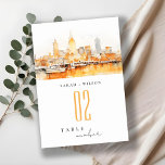 Elegant Nashville City Skyline Watercolor Wedding Tischnummer<br><div class="desc">Wenn Sie weitere Anpassungen benötigen,  schreiben Sie mir bitte eine E-Mail an yellowfebstudio@gmail.com oder senden Sie eine Nachricht über Zazzle.</div>