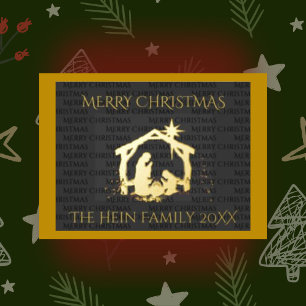 Elegant Nativity Scene Gold Weihnachten Folien Feiertagspostkarte