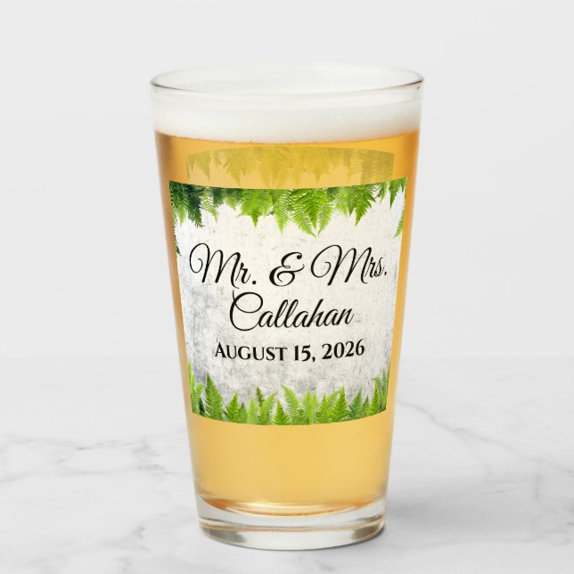 Elegant Natural Ferns Romantische Blätter Hochzeit Glas (Vorne (Gefüllt))