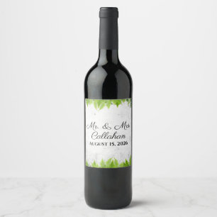 Elegant Natural Ferns Romantische Blätter Hochzeit Weinetikett