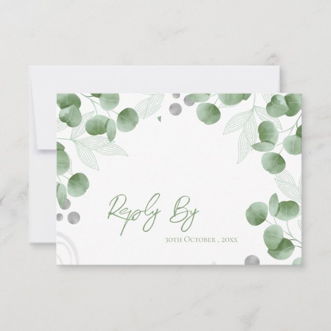 Elegant Nature Inspiriert Green Eucalyptus Wedding RSVP Karte (Vorderseite)