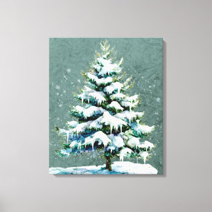 Elegant Nature Snowy Spruce Wall hängen Leinwanddruck