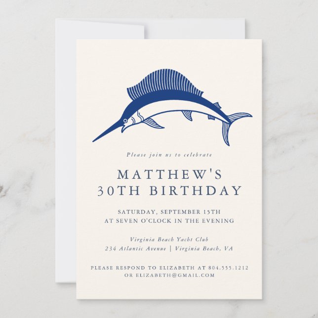 Elegant Nautical Anchor Adult Party Invitation  Einladung (Vorderseite)