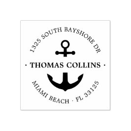 Elegant Nautical Anchor | Rücksendeadresse Holz Gummistempel