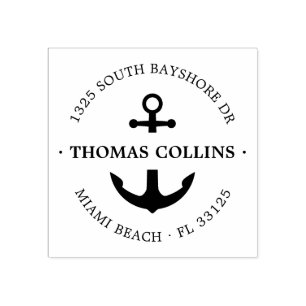 Elegant Nautical Anchor Rücksendeadresse Holz Gummistempel