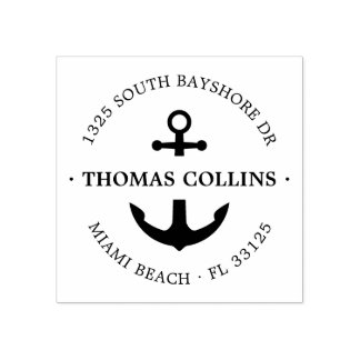 Elegant Nautical Anchor | Rücksendeadresse Holz Gummistempel