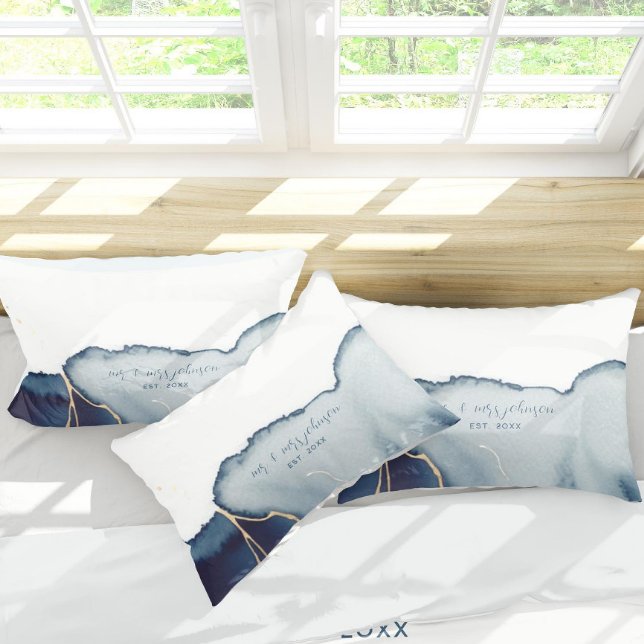 Elegant Nautical Beach Navy Blue Mr. Wedding Kissenbezug (unique personalized wedding gift blue navy gold nautical coastal beach comforter set elegant boho)